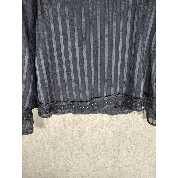 ZARA Women's Black Sheer Embellished Striped Night Out Oversized Fit SZ XS - Picture 4 of 9